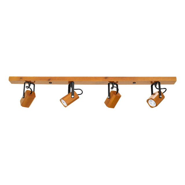 Trilho De Madeira Com 4 Spots Led 20w Decorativo Trilho De Madeira Com 4 Spots Led 20w Decorativo