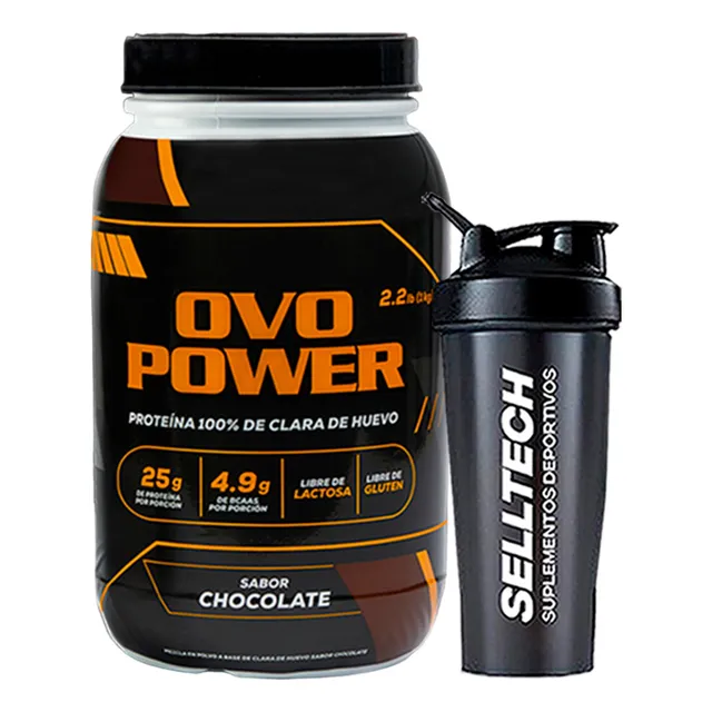 Proteína De Clara De Huevo Ovopower 1kg Chocolate + Shaker