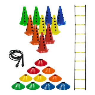 Escada Funcional + 10 Pratos + 10 Cones Furados + 1 Corda Escada Funcional + 10 Pratos + 10 Cones Furados + 1 Corda