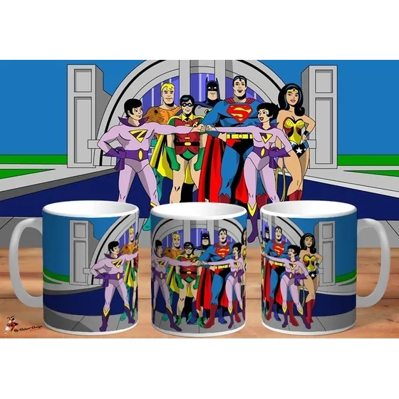 Taza Super Amigos Liga De La Justicia Retro 4k Art