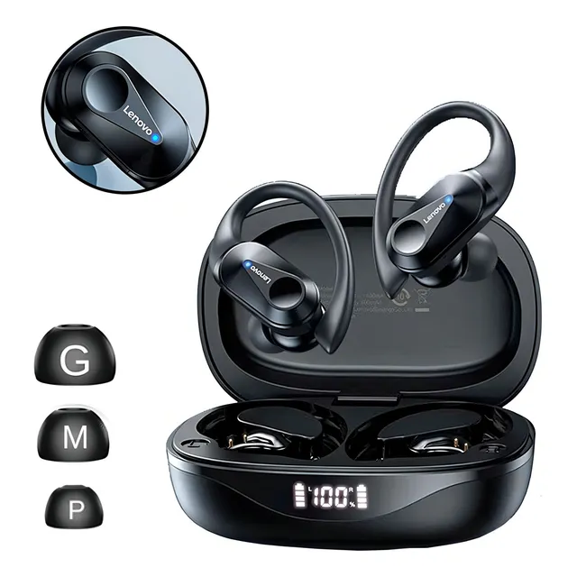 Auriculares inalámbricos deportivos flexibles Lenovo Lp75 de color negro