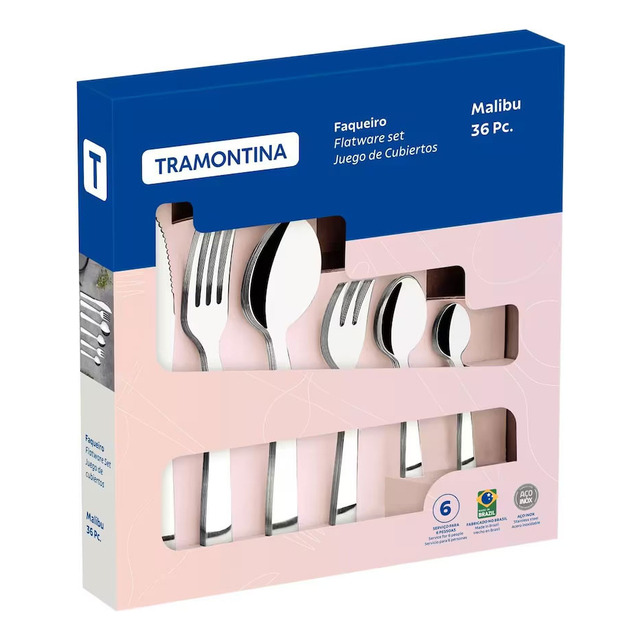Faqueiro Malibu 36 Peças Em Aço Inox Tramontina Ao Inox Faqueiro Malibu 36 Peças Em Aço Inox Tramontina Ao Inox