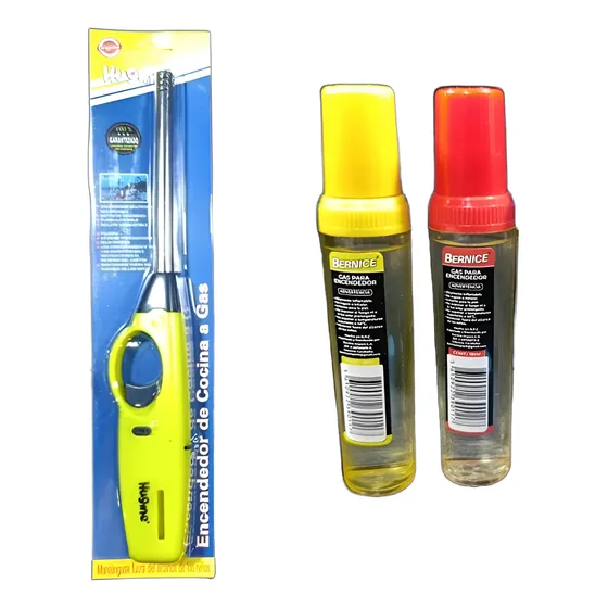 Encendedor De Cocina Recargable + 2 Repuesto De Gas Bernice