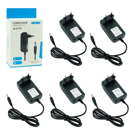 Kit 5 Fonte De Alimentação 12v 3a Bivolt 110/220v Plug P4 
