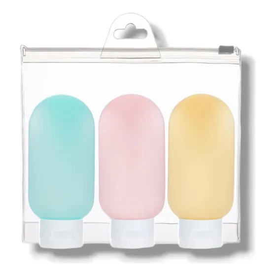 Neceser Pack 3 Botellas Recargables Frascos Viaje Avion Color Colores Diseño De La Tela Liso
