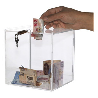 Propinero Grande Con Candado, Caja Alcancía Acrílico Caa-05 Propinero Grande Con Candado, Caja Alcancía Acrílico Caa-05