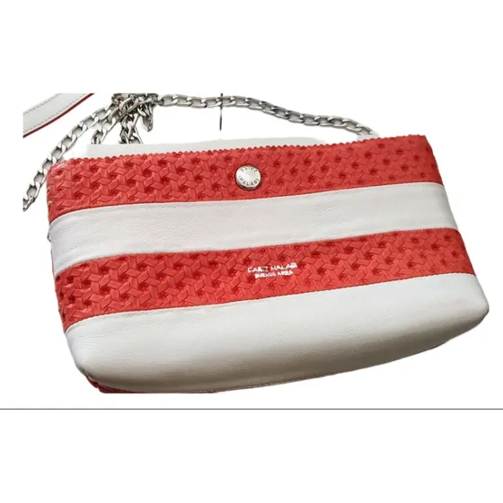 Cartera Faiez Halabi Blanco Rayas