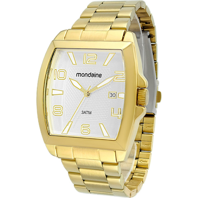 Relógio Masculino Mondaine Dourado Casual Quadrado Original Cor Do Fundo Branco Relógio Masculino Mondaine Dourado Casual Quadrado Original Cor Do Fundo Branco