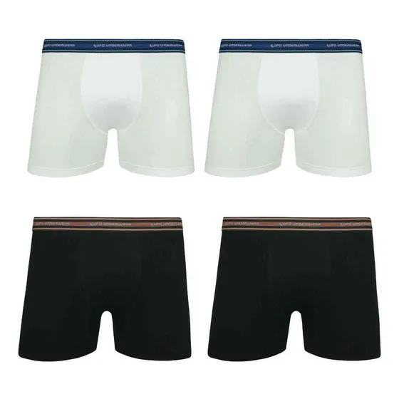 Kit 4 Peças Cuecas Lupo Boxer Algodão Elastano Liso Atacado