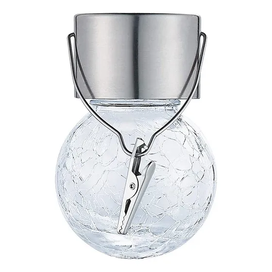 Lámpara Solar Led Bola De Cristal Agrietada X 9