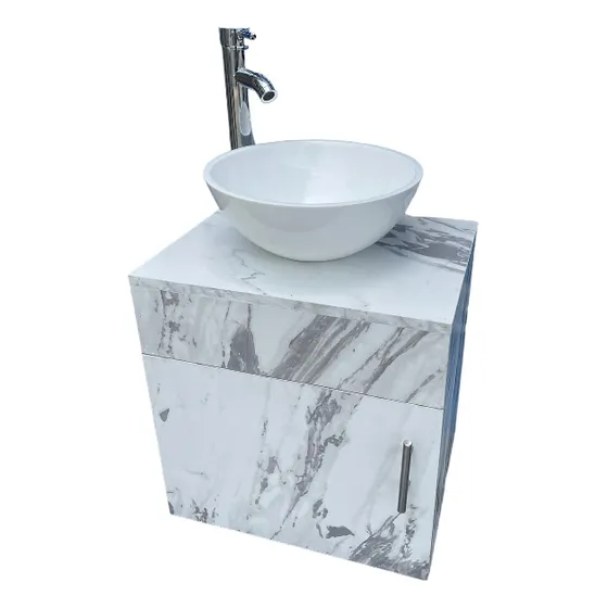 Ovalin Lavabo+mueble Flotante Blanco +llave Cromado Lujo 