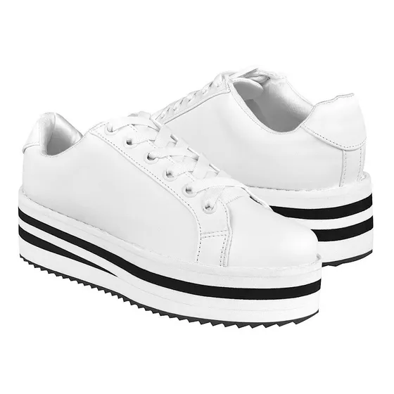 Tenis Casuales Para Dama Stylo 8271 Simipiel Blanco