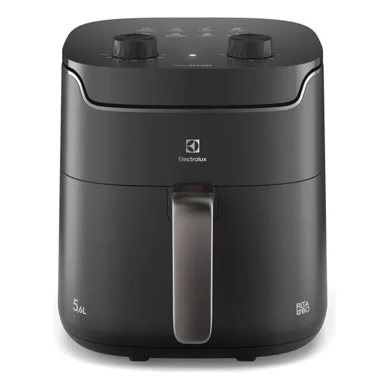 Air fryer Fritadeira Elétrica Electrolux sem oleo Rita Lobo 5,8L 8 receitas pré-sugeridas timer 60 minutos desligamento automático cesto removivel dupla camada antiaderente 1400W EAF40 Cinza