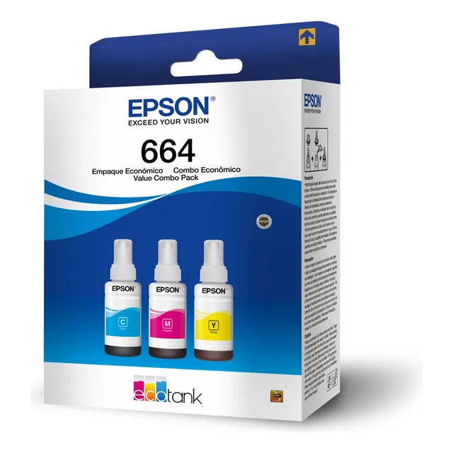 Pack De 3 Botellas De Tinta Epson Cyan/magenta/amarilla T664