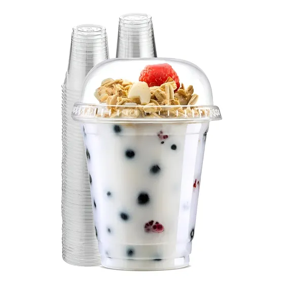 50 Vaso Desechable Plastico Vasos Tapa Domo Con Hoyo 12oz