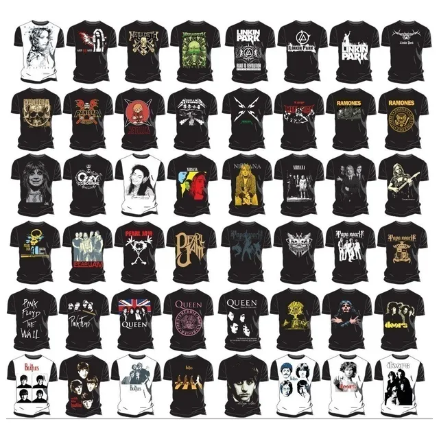240 Plantillas Sublimacion Poleras Rock Vectores