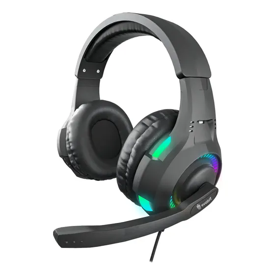 Fone Headset Gamer C/ Luz Led P/ Celular Jogar Free Fire Cor Preto Cor da luz Rainbow