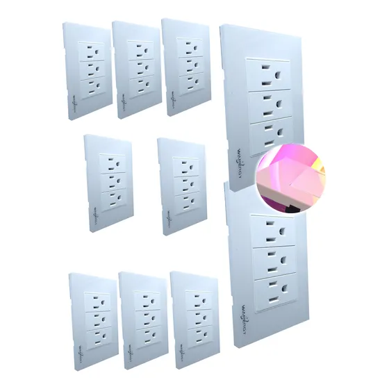 Pack 10pz Placa Armada 3 Contactos Acrilico Blanco Cristal