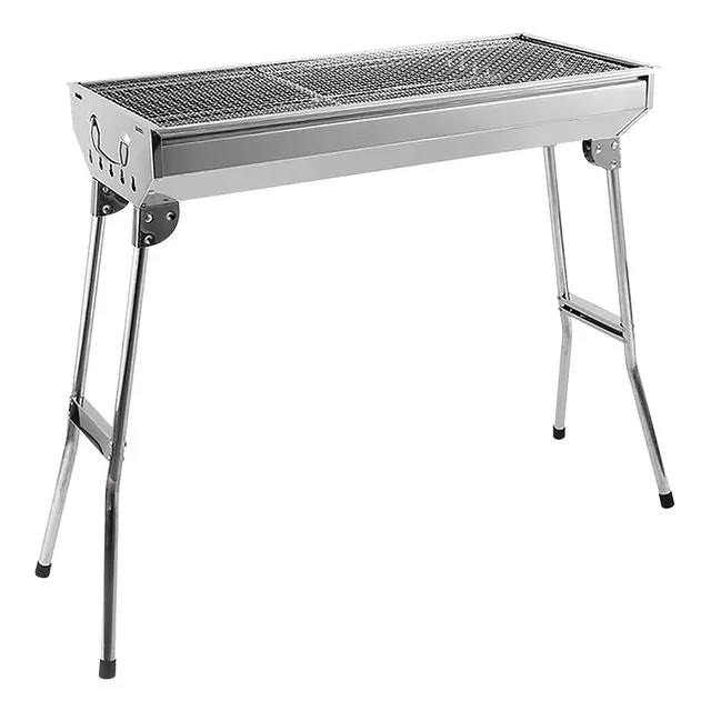 Asador Portátil De Carbón Plegable Color Gris Gardecor
