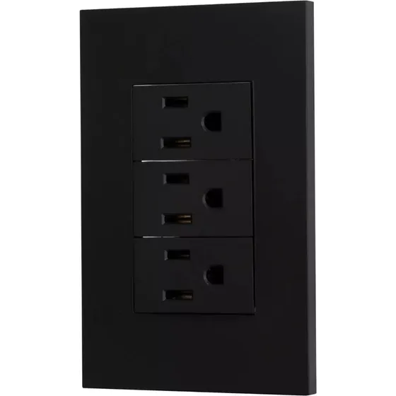Placa Con 3 Contactos Electricos Color Negro Mate 10 Piezas