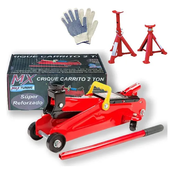 Gato Crique Hidraulico Carrito Auto 2 Tn + Par De Caballetes