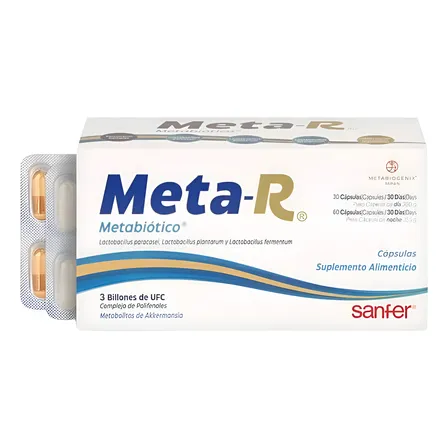 Meta-r 90 Cápsulas | Suplemento Metabiótico Con Probióticos Sabor Sin Sabor