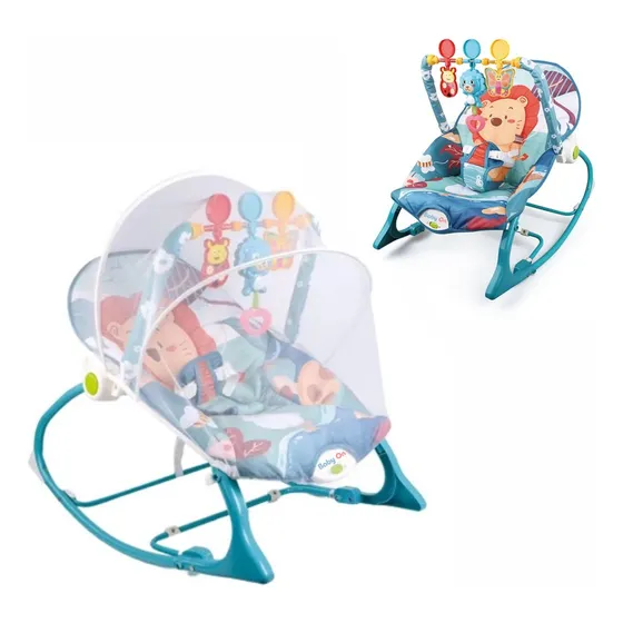 Silla Mecedora Vibradora Y Musical Para Bebe 3 En 1 Babyon NS4-1 Color Leon King Toldillo