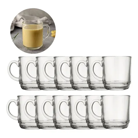 Kit 12 Caneca Vidro Transparente 250ml Chocolate Quente Café Transparrente