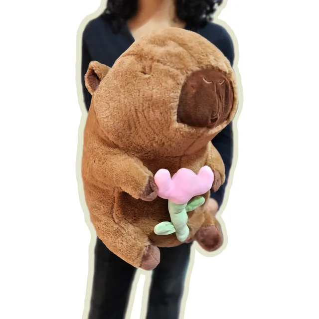 Capibara Peluche Grande C/flor 40 Cms. Capybara Importado