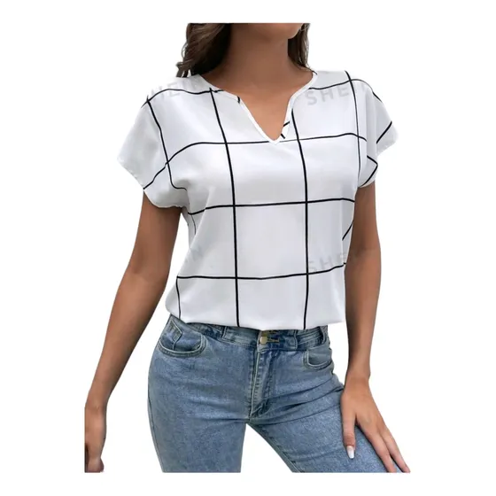 Blusa Con Estampado De Cuadros