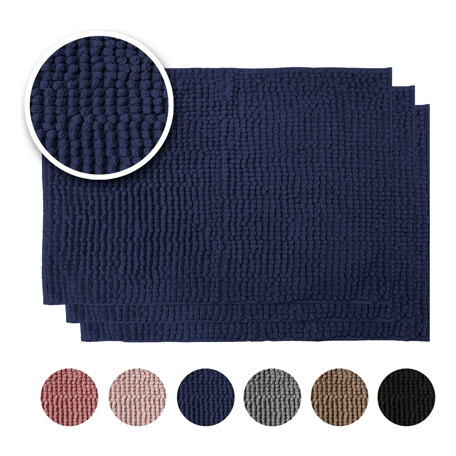 Kit 3 Tapete De Banheiro 60x40 Antiderrapante Macio Macarrão