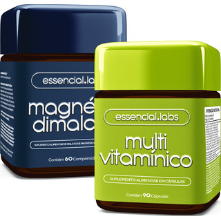 Kit Magnésio Dimalato - 60 Comprimidos + Multivitamínico De A A Zinco - 90 Cápsulas Kit Magnésio Dimalato - 60 Comprimidos + Multivitamínico De A A Zinco - 90 Cápsulas