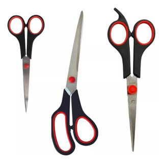 Kit 3 Tesoura Multiuso Aço Inox Papel Tecido Cozinha Costura Kit 3 Tesoura Multiuso Aço Inox Papel Tecido Cozinha Costura