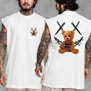 Camiseta Regata Oversized Streetwear Estampada Bear X Smiley Camiseta Regata Oversized Streetwear Estampada Bear X Smiley