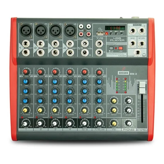 Mesa De Som Arcano Mm-8 Usb Player Alta Qualidade