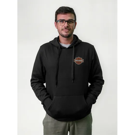 Buzo Canguro Capucha Regalo Hombre Bordado Harley Davidson