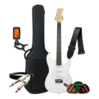 Kit Guitarra Stratocaster Iniciante Estudante Con Acessórios Cor White Orientação Da Mão Destro Bravo Beg100 Kit Guitarra Stratocaster Iniciante Estudante Con Acessórios Cor White Orientação Da Mão Destro Bravo Beg100