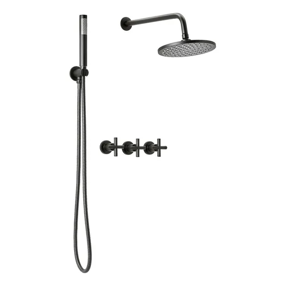 Griferia Peirano Black Velvet Ducha Con Duchador de Mano 85-190 Acabado Mate Color Negro Baño Bano