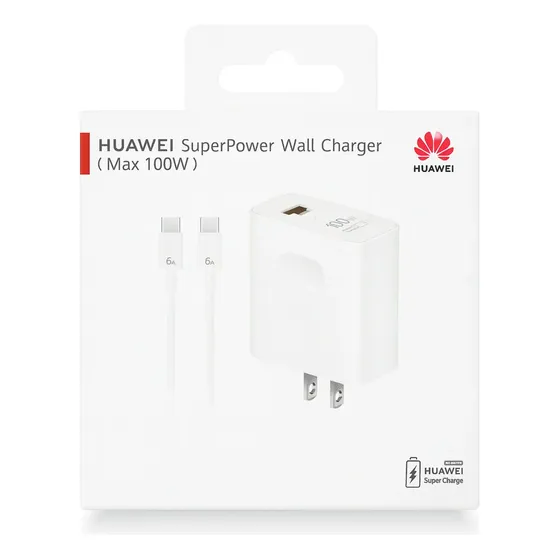 Cargador Huawei HW-200500U02 usb-c/usb-a de pared con cable carga super rápida blanco