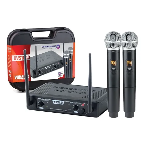Microfone Sem Fio Duplo Mão Vokal Uhf Igreja Dvs100dm