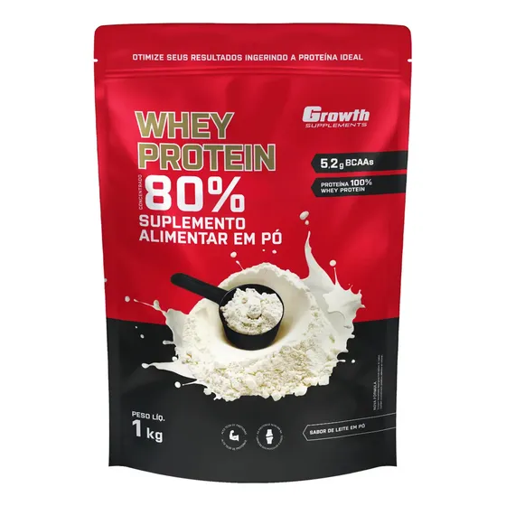 Whey Protein Concentrado 1kg Growth Supplements Leite em Pó
