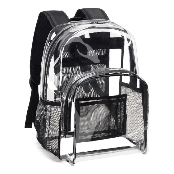 Mochila Transparente Resistente Con Gran Capacidad - Negro