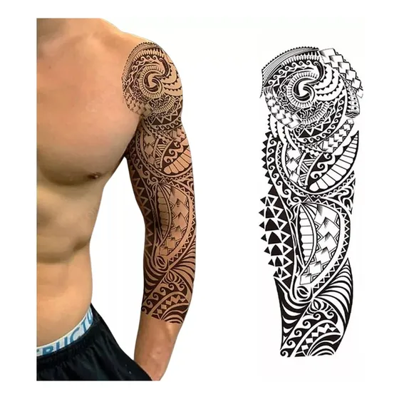 Tatuagem Falsa Temporaria - Tribal - Braço Inteiro