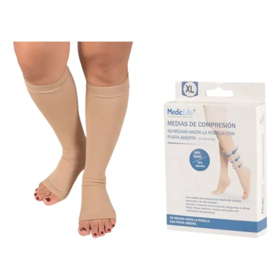 Media Beige De Compresión Mediclife 1 Par Talla Xl