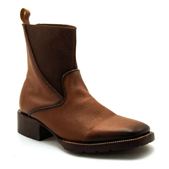 Botín De Piel Hombre Modelo Felino Brandy