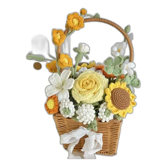 Ramo De Flores Mixtas Tejidas A Crochet, Regalo Para Ella, D