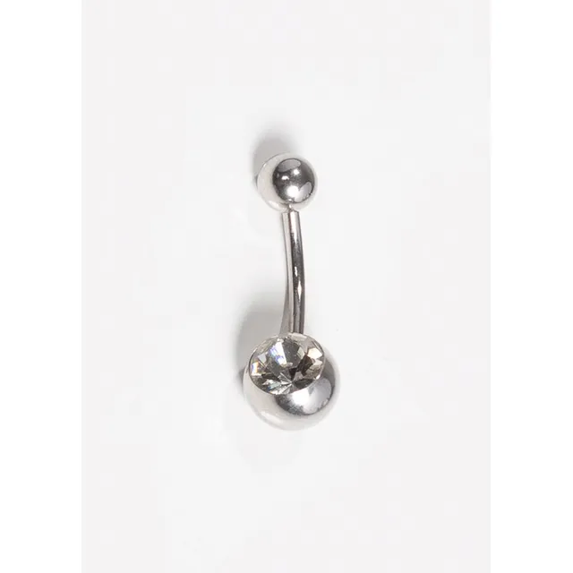 Piercing Banana Con Brillo Para Ombligo Acero Quirúrgico