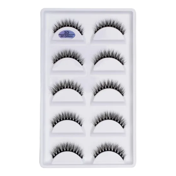 Cartela Com 5 Pares De Cilios Postiços Naturais  - H13 Mini