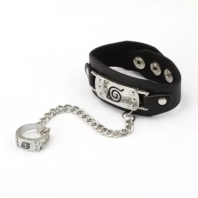 Pulsera Naruto Con Anillo Aldea De La Hoja Konoha Brazalete