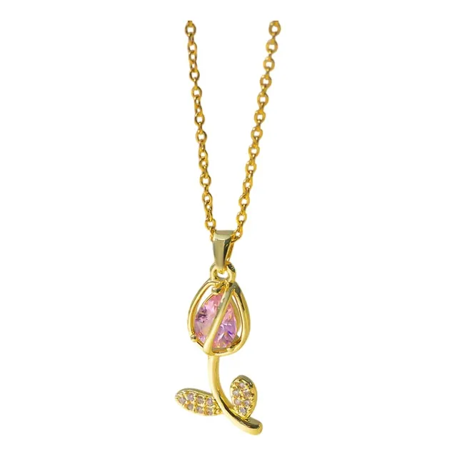 Collar Tulipán Mamá Colgante Rosado